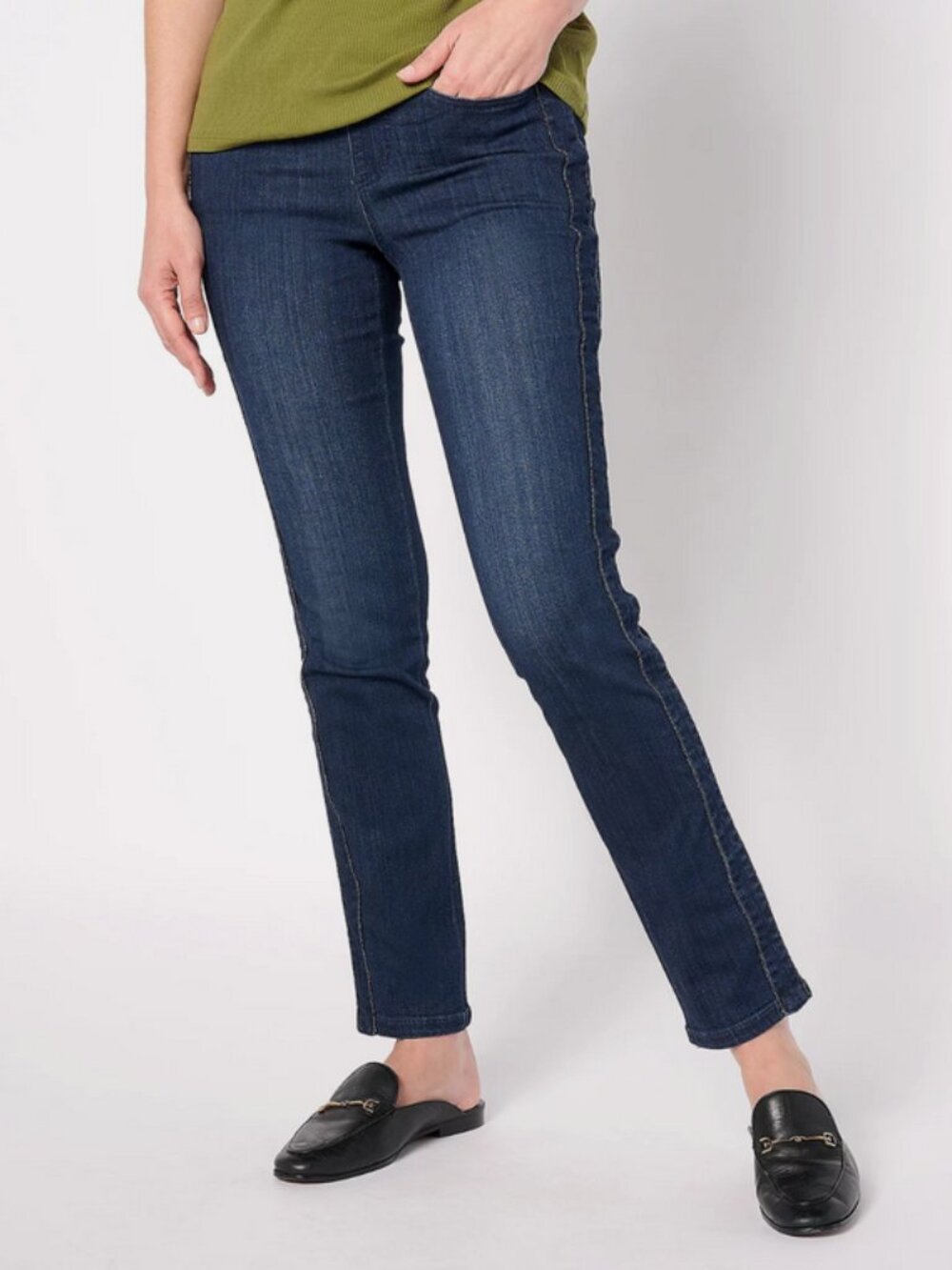 Belle Kim Gravel Primabelle Beaded Jeans Dark Indigo Tall 2  & 10